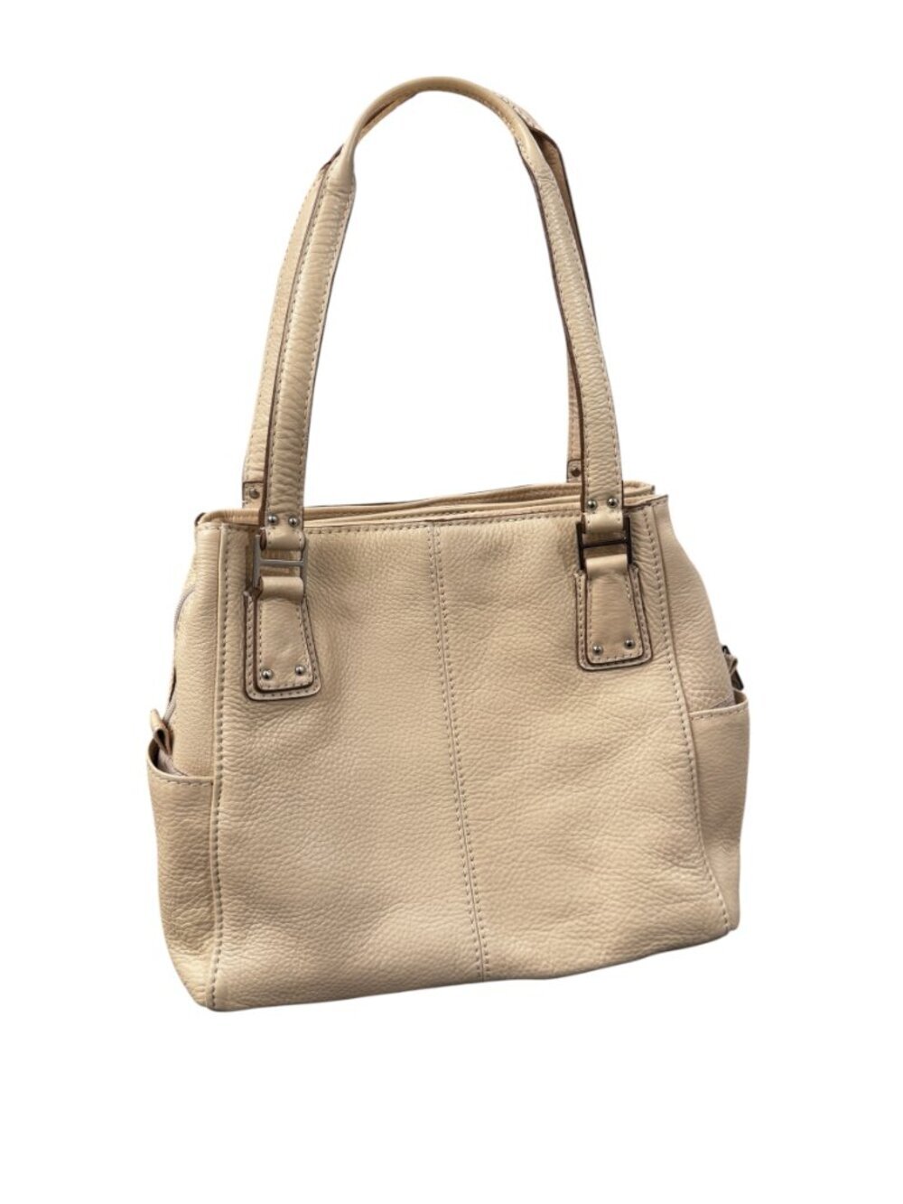 NWOT Fossil Beige Leather Shoulder Bag Large Tote Purse Everyday Carry - Picture 6 of 7